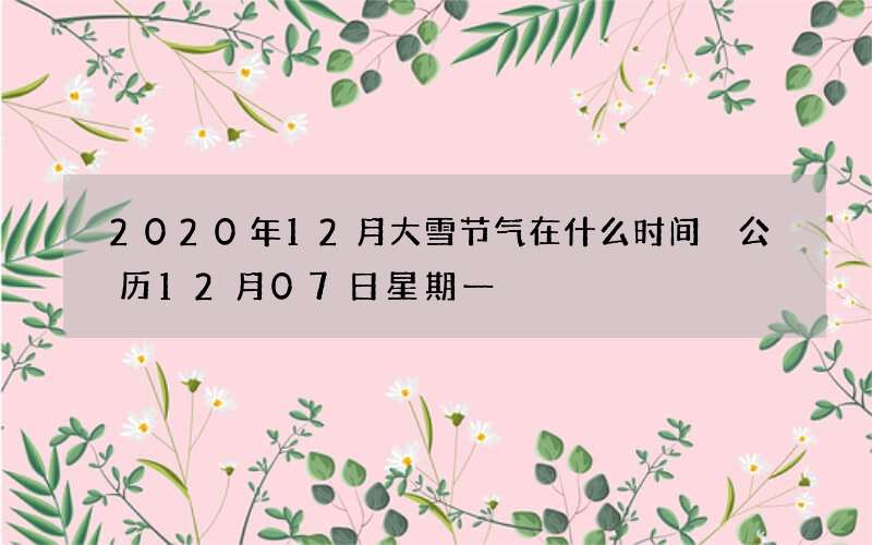 2020年12月大雪节气在什么时间 公历12月07日星期一